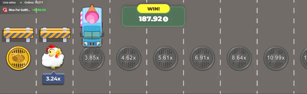 Chicken Road 2 win screen displaying payout result after successful cash out